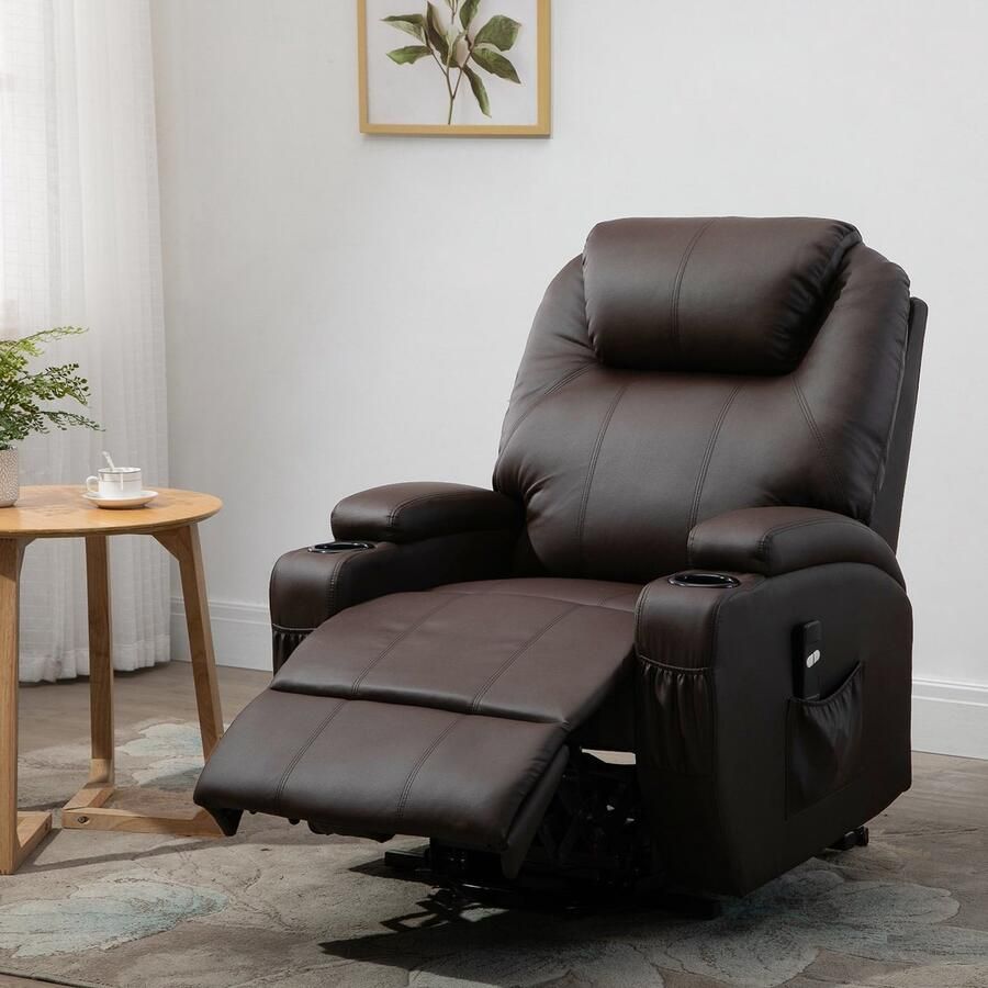 ZAZA Home Fauteuil met stand -up hulpmiddel kantelbare ontspanningsfauteuil upgraden fauteuil met bekerhouder televisie -fauteuil met opbergzak afstandsbediening