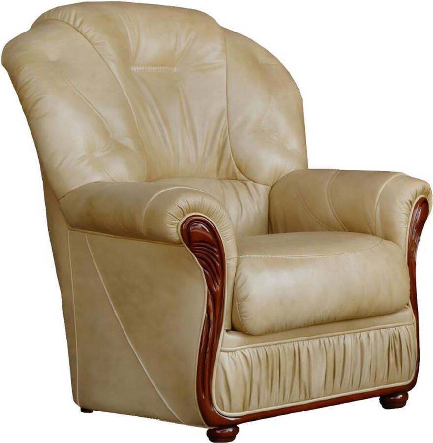 Vente-unique Fauteuil DAPHNE van 100% buffel leer beige L 83 cm x H 97 cm x D 91 cm