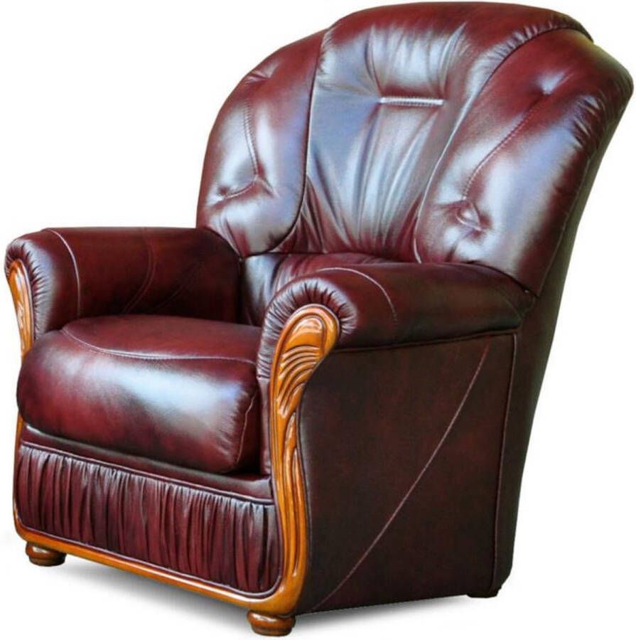 Vente-unique Fauteuil DAPHNE van 100% buffel leer bordeaux rood L 83 cm x H 97 cm x D 91 cm