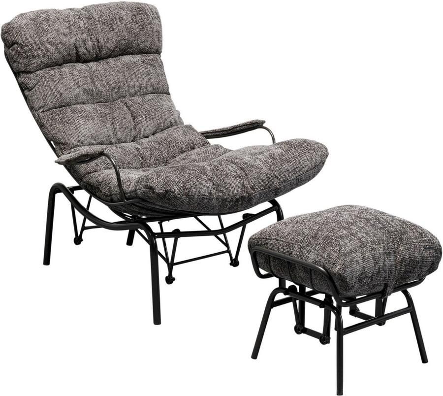 Kare Design Fauteuil en Voetensteun Vienna Swing grijs