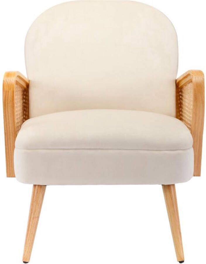 Vente-unique Fauteuil in beige fluweel – ONANI L 65 cm x H 74 cm x D 81 cm - Foto 2