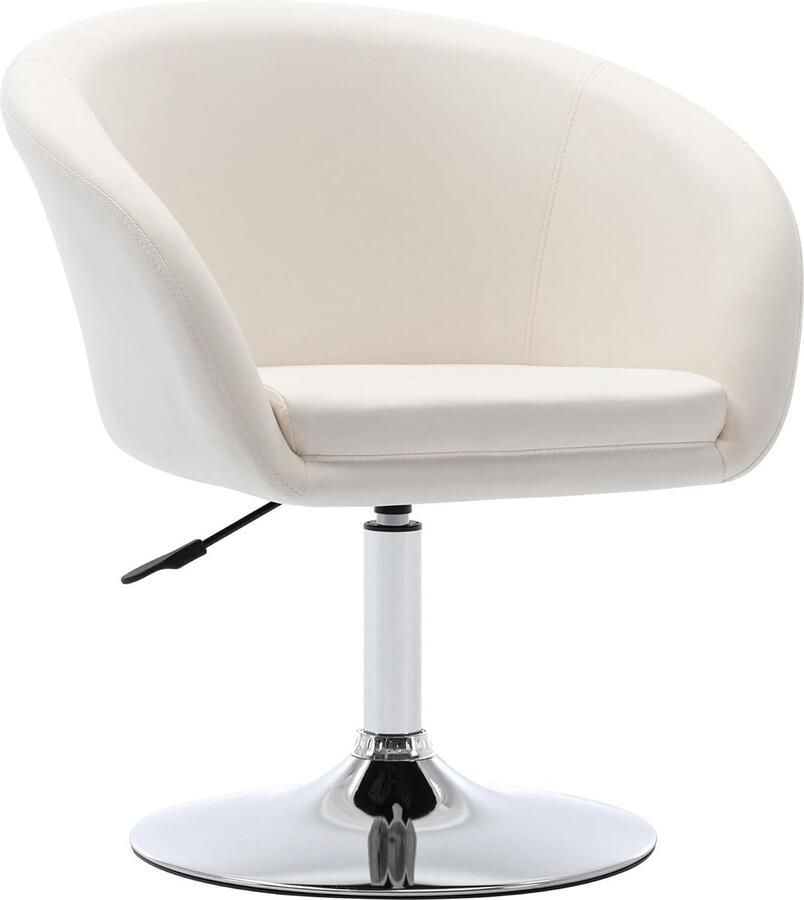 Make-upstoel in hoogte verstelbaar loungestoel van kunstleer draaibaar cocktailstoel draaistoel met armleuning voor woonkamer eetkamer slaapkamer wit