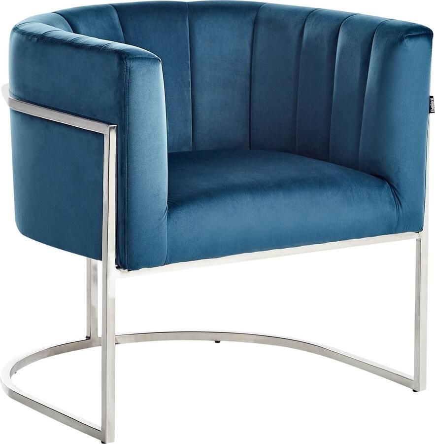 Beliani LARVIK Fauteuil Blauw Fluweel
