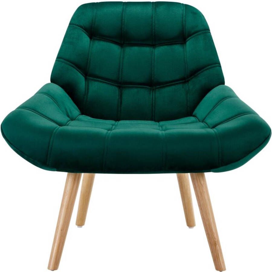 Vente-unique Fauteuil LUOSTO van groen velours L 87 cm x H 83 cm x D 79 cm - Foto 3