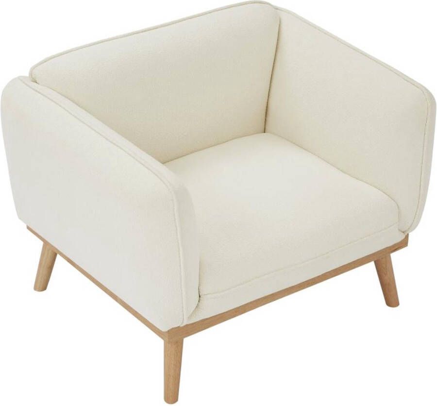 Vente-unique Fauteuil met bekleding in beige textuurstof – FANIRA L 104 cm x H 82 cm x D 78 cm