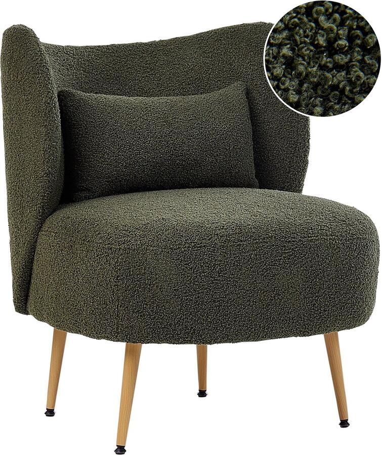 Beliani Fauteuil OTSBY II met kussen Bouclé Donkergroen