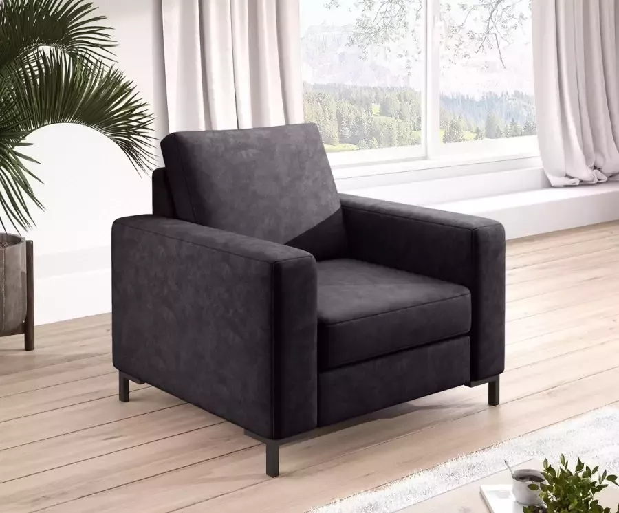 MEUBELLA Fauteuil Paros Zwart Leer