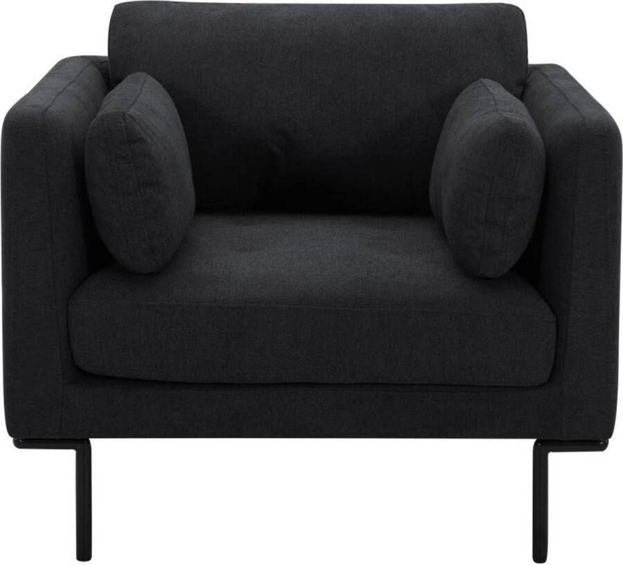 Maison Céphy Fauteuil van antracietkleurige stof met metalen poten ISABELLA L 96 cm x H 83 cm x D 89 cm