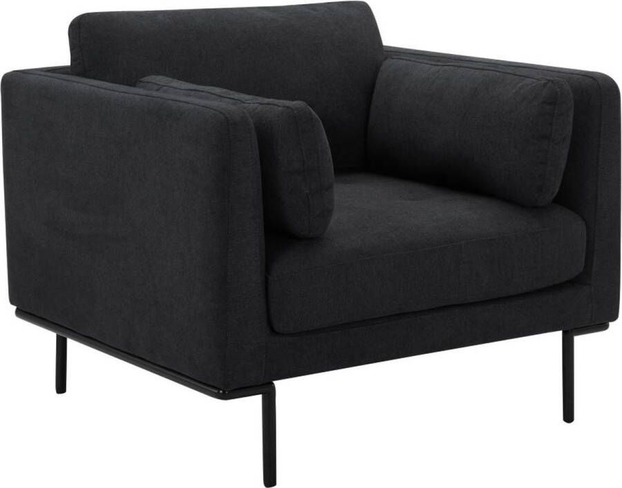 Maison Céphy Fauteuil van antracietkleurige stof met metalen poten ISABELLA L 96 cm x H 83 cm x D 89 cm - Foto 2