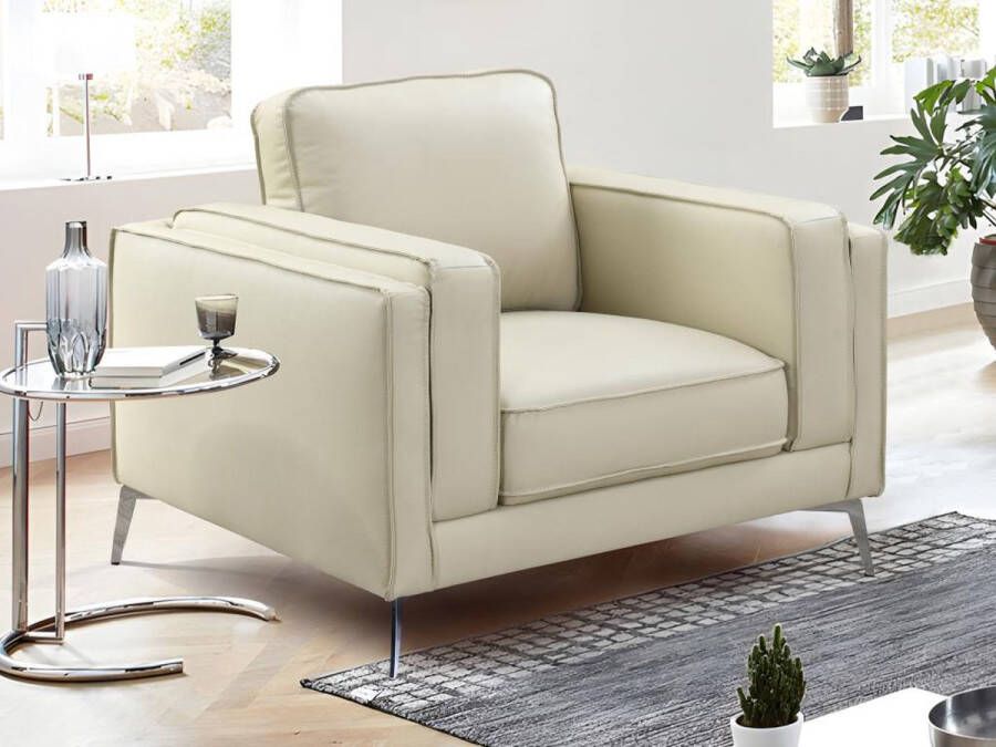 Vente-unique Fauteuil van beige leer LECCO L 104 cm x H 85 cm x D 94 cm