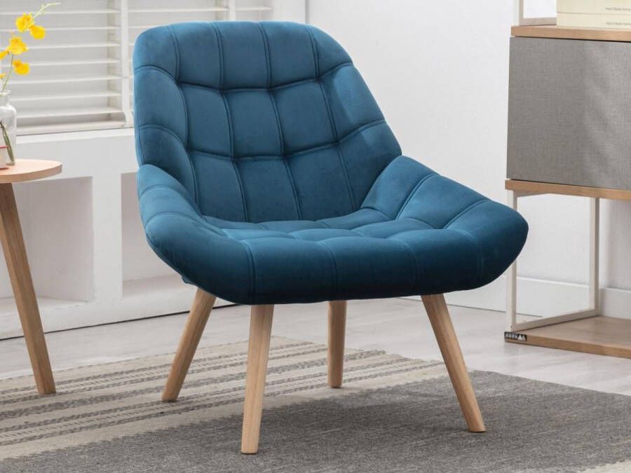 Vente-unique Fauteuil van blauwgroen fluweel LUOSTO L 87 cm x H 83 cm x D 79 cm - Foto 4