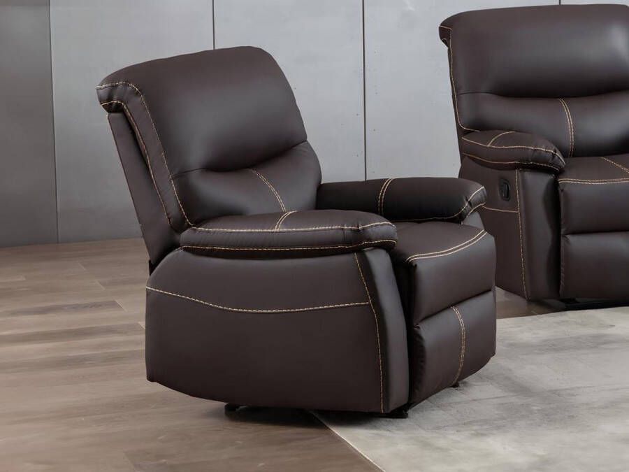 Vente-unique Fauteuil van bruine kunstleer CANBY L 79 cm x H 95 cm x D 90 cm - Foto 2