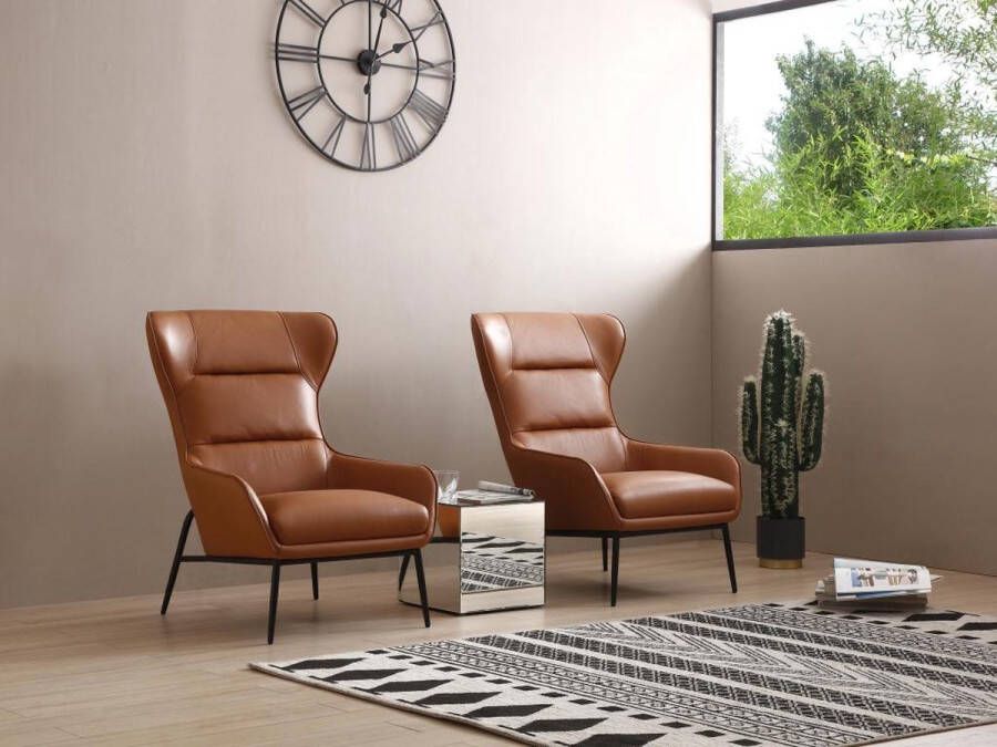 LINEA SOFA Fauteuil van camelkleurig buffelleder DINNIA L 69 cm x H 95 cm x D 95 cm - Foto 4