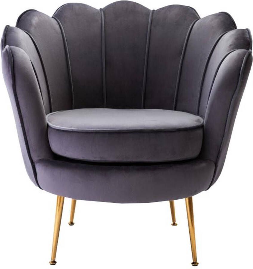 Pascal Morabito Fauteuil van fluweel DANDELION Antraciet van L 78 cm x H 76.5 cm x D 75 cm