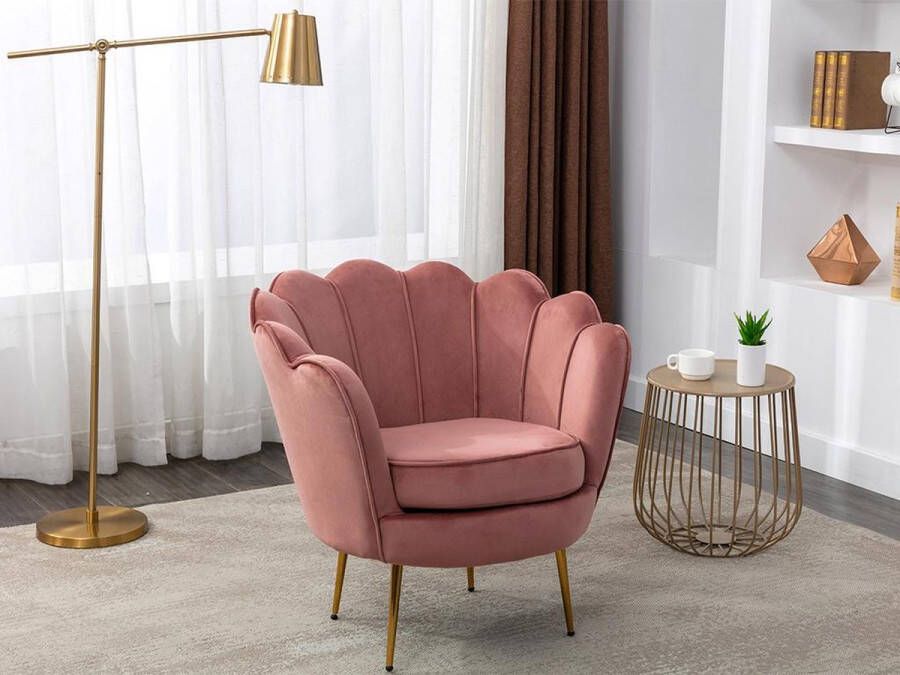 Pascal Morabito Fauteuil van fluweel DANDELION Roze van L 78 cm x H 76.5 cm x D 75 cm - Foto 2