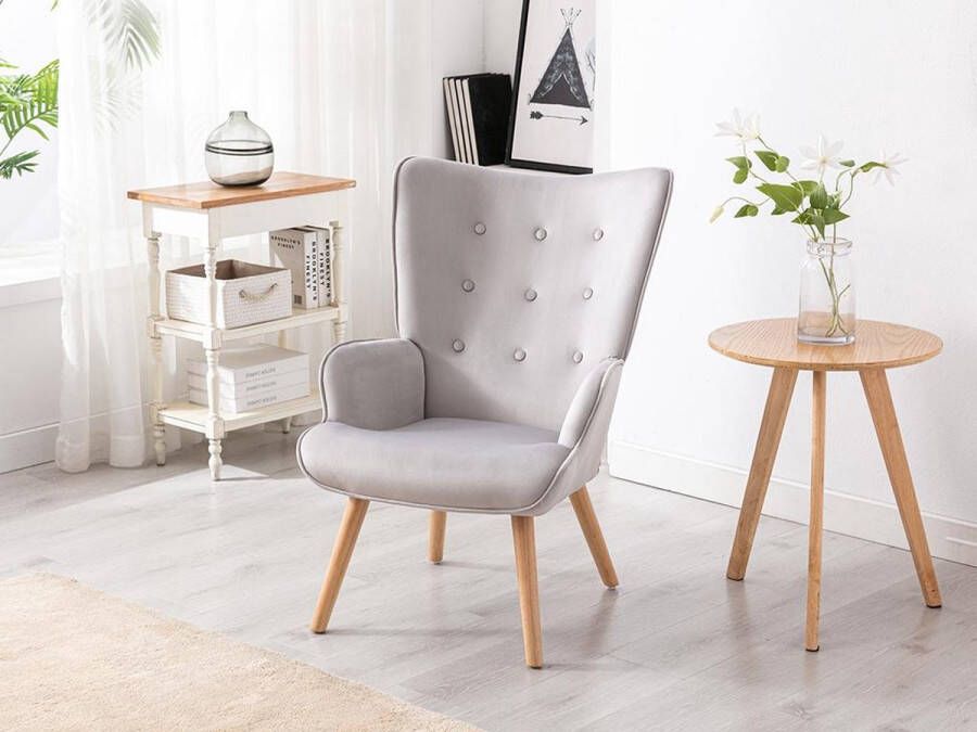 Vente-unique Fauteuil van velours VATELY Grijs L 69 cm x H 95.5 cm x D 78 cm - Foto 3