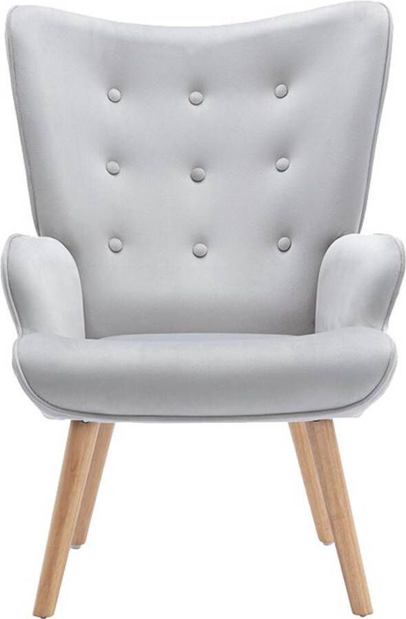 Vente-unique Fauteuil van velours VATELY Grijs L 69 cm x H 95.5 cm x D 78 cm - Foto 2