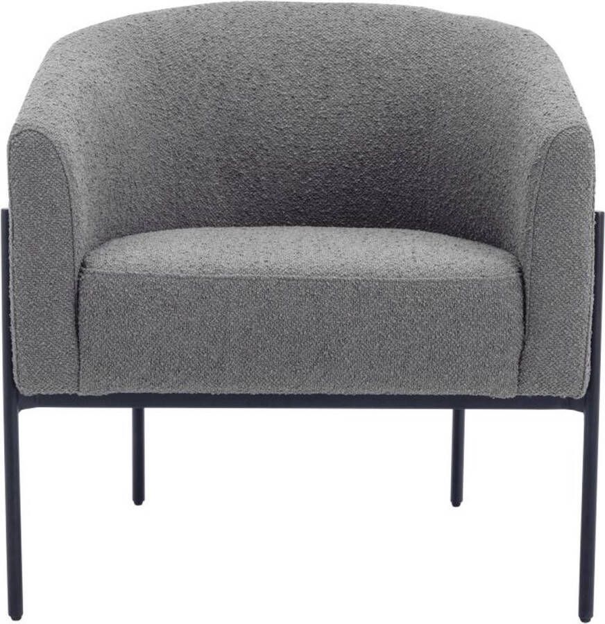 Vente-unique Fauteuil van grijze boucléstof ALIOCHA L 73 cm x H 75 cm x D 70 cm - Foto 2