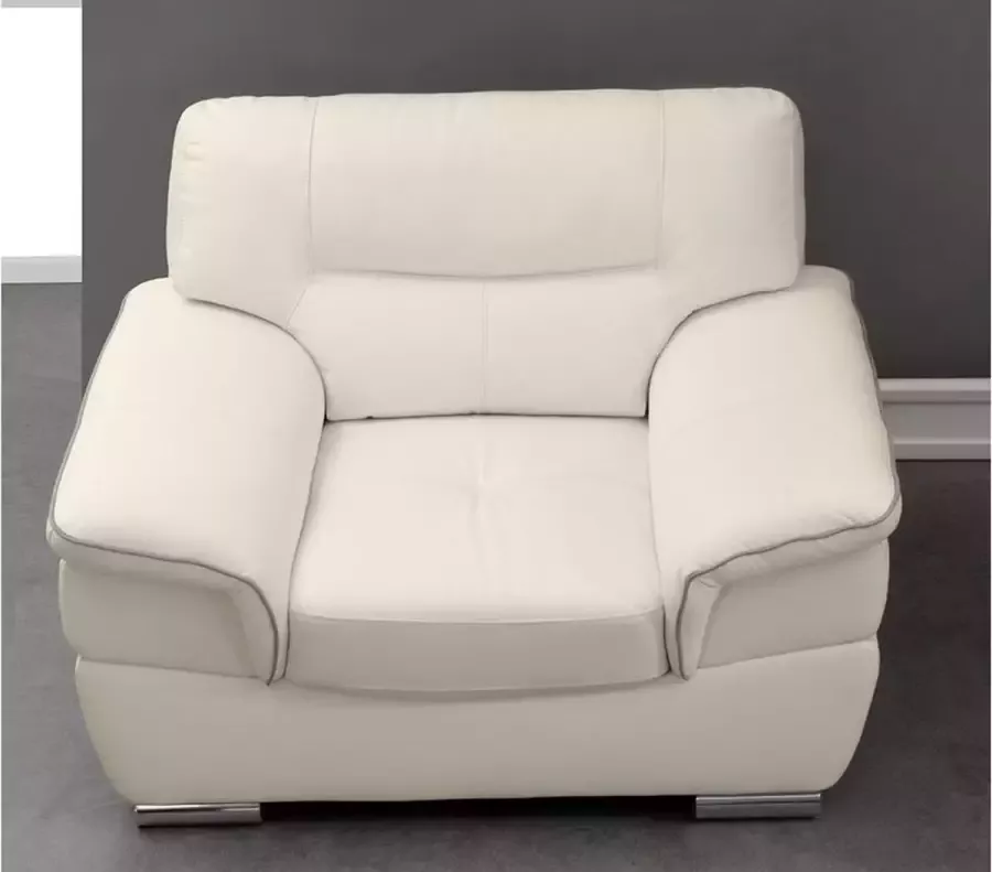 Vente-unique LINEA SOFA Fauteuil van leer THIBAULT ivoor L 115 cm x H 87 cm x D 93 cm - Foto 3