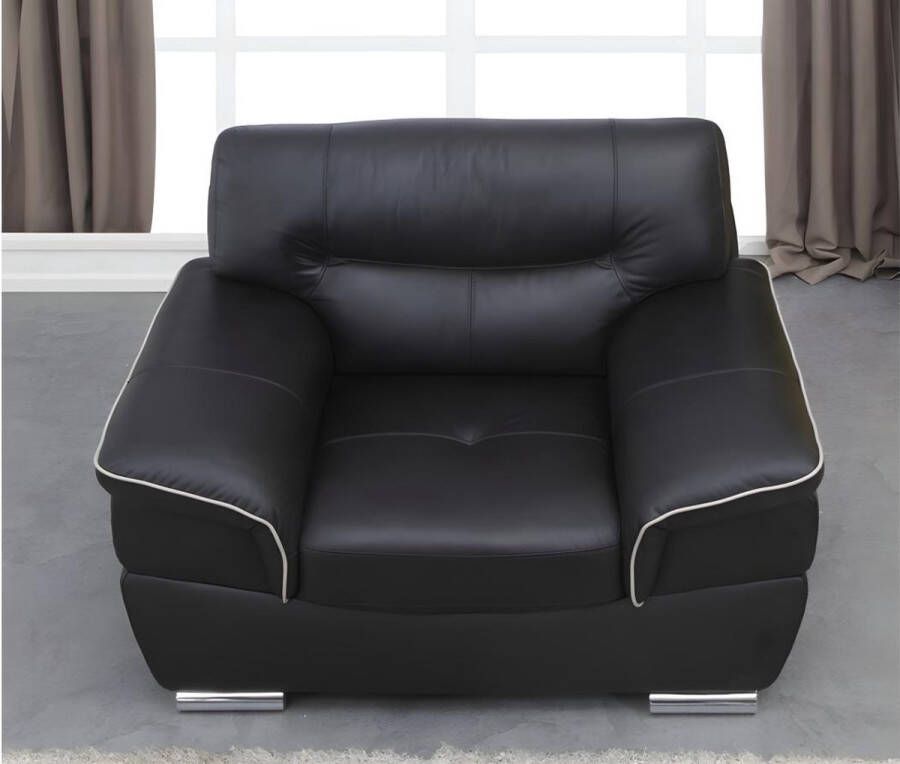 Fauteuil van leer THIBAULT zwart L 115 cm x H 87 cm x D 93 cm