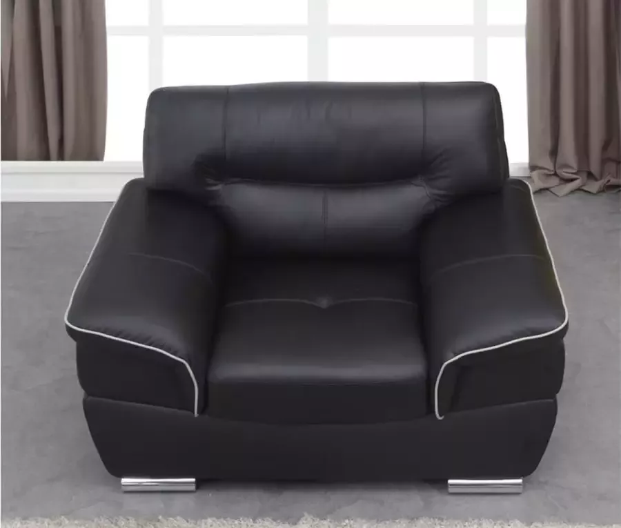 Vente-unique Fauteuil van leer THIBAULT zwart L 115 cm x H 87 cm x D 93 cm - Foto 3