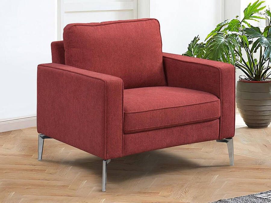 Vente-unique Fauteuil van rode stof TIBORI L 84 cm x H 80 cm x D 86.5 cm - Foto 2