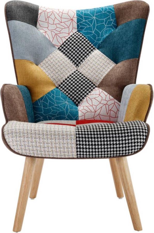 Vente-unique Fauteuil van stof met patchwork VATELY L 69 cm x H 95.5 cm x D 78 cm - Foto 2