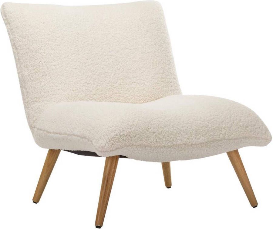Vente-unique Fauteuil van stof PEPITA Teddy stof Wit L 77 cm x H 81 cm x D 90 cm