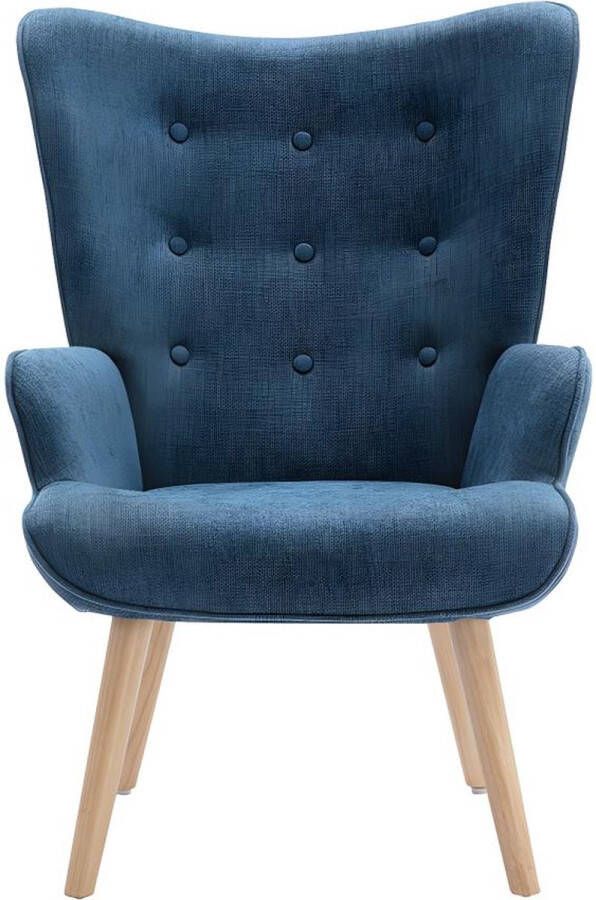 Vente-unique Fauteuil van stof VATELY Blauw L 69 cm x H 95.5 cm x D 78 cm - Foto 2