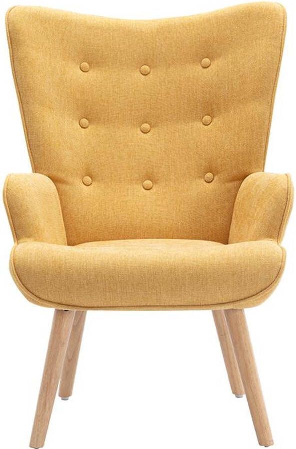 Vente-unique Fauteuil van stof VATELY Mosterdgeel L 69 cm x H 95.5 cm x D 78 cm - Foto 2