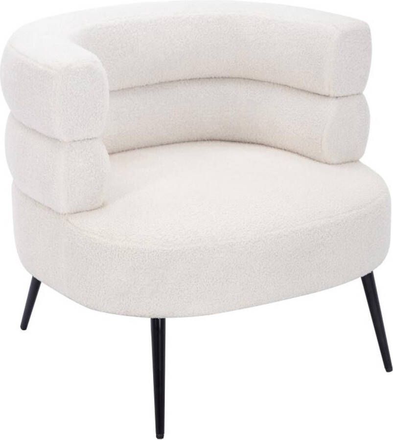 Vente-unique Fauteuil van witte boucléstof CAMEDO L 80 cm x H 73 cm x D 74 cm - Foto 3