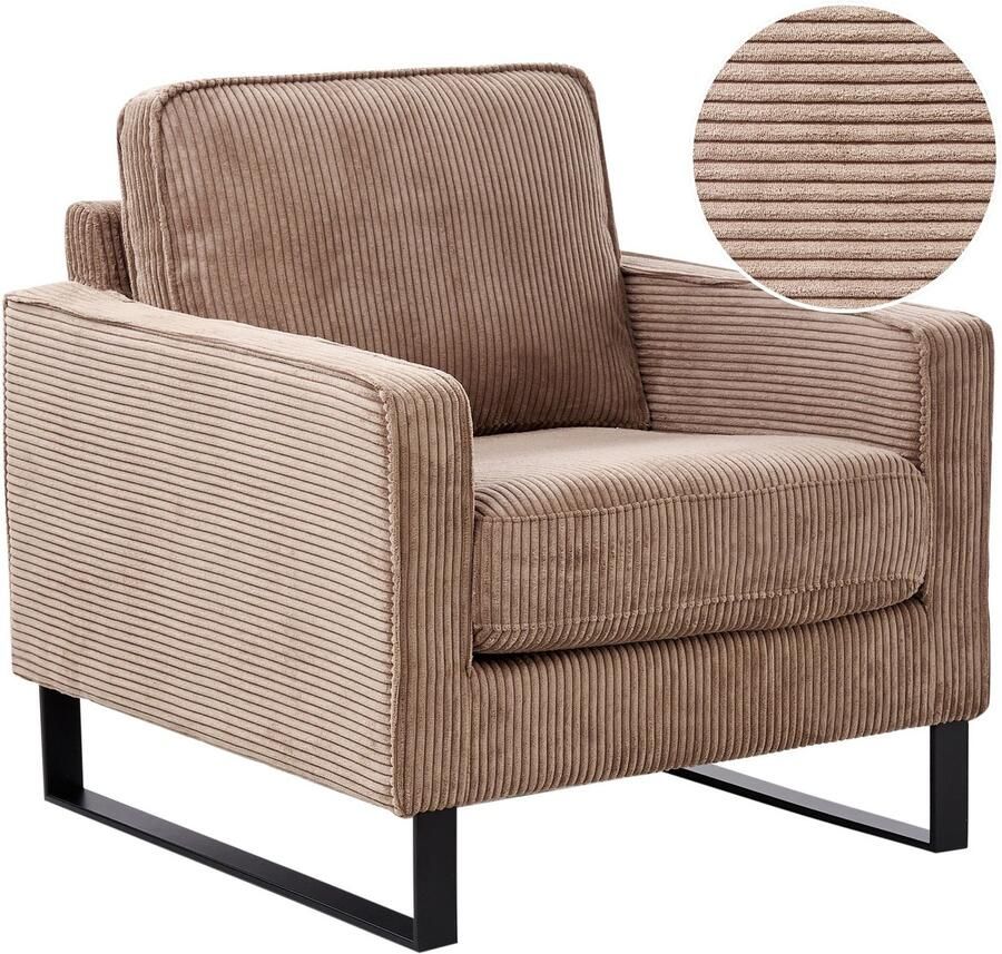 Beliani VIND II Fauteuil Beige Corduroy