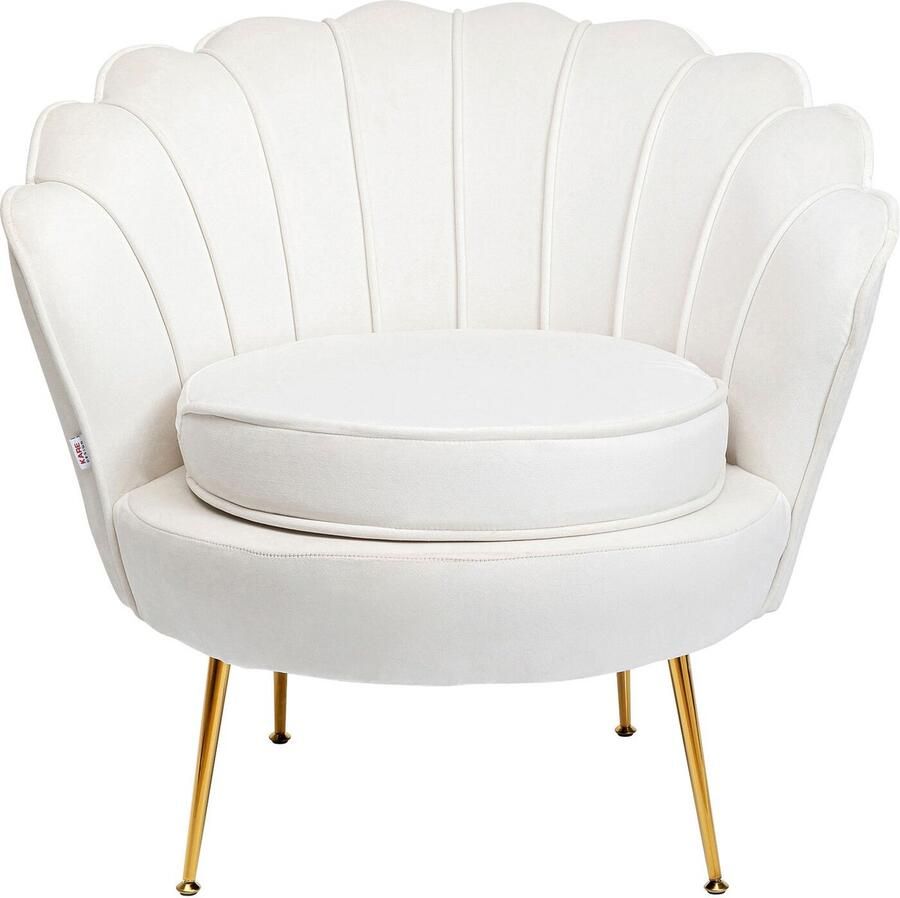 Kare Design Water Lily Gold Fauteuil Beige Fluweel