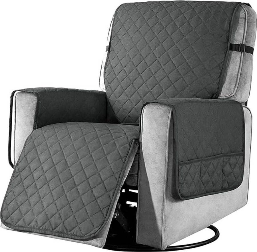 Fauteuilbeschermer met zakken stoelbeschermer voor televisiestoel 1-zits tassen fauteuilhoes wasbaar stoelbescherming huisdieren voor thuis met kinderen en huisdieren hond L grijs