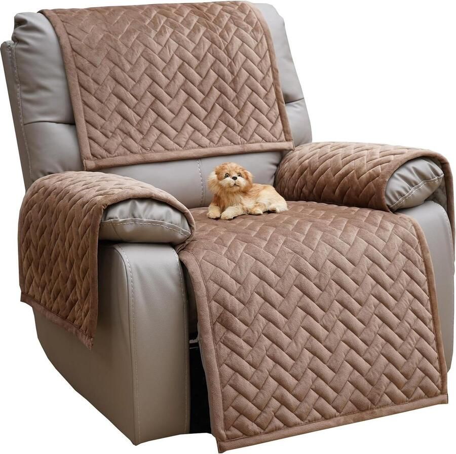 Fauteuilhoes Antislip Bescherming voor Relaxstoel Set van 4 Lichtbruin