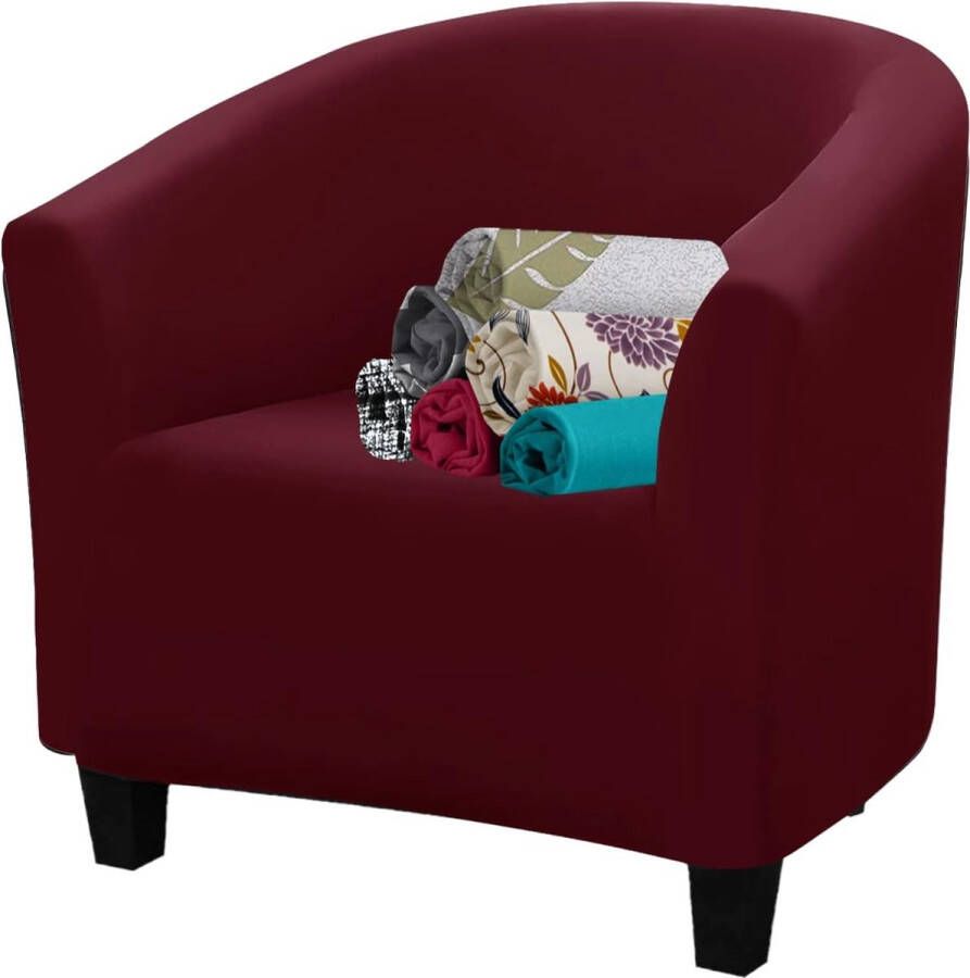 Fauteuilhoes clubstoel stretchhoezen voor cocktailstoelen 1 stuk stoelbeschermer afneembaar wasbaar fauteuilhoes voor enkele banken wijnrood
