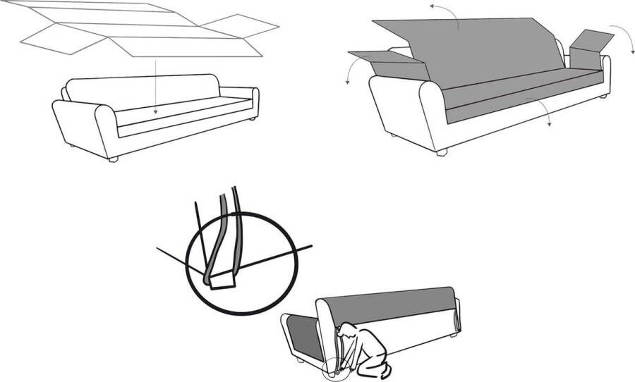 Textil-Home Fauteuilhoes MALU 2-zits omkeerbaar gevoerde bankbescherming. Kleur Blauw - Foto 2