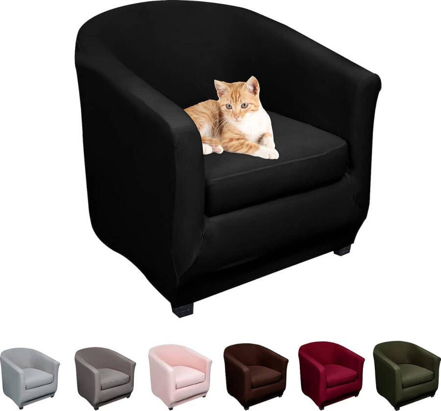 Fauteuilhoezen clubstoel stretch fauteuilbeschermer fauteuilhoes kuipstoelhoes bankhoes elastische antislip clubfauteuilhoezen hoes voor loungestoelen zwart