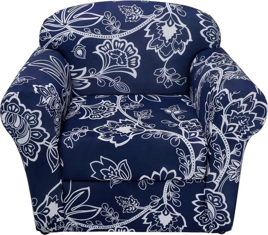 Stoelbeschermer 2 stuks fauteuilhoes met elastische stretch hoes bankovertrek 1-zits stoelhoezen bedrukt bankbeschermer met armleuning zacht antislip (abstracte bloem)