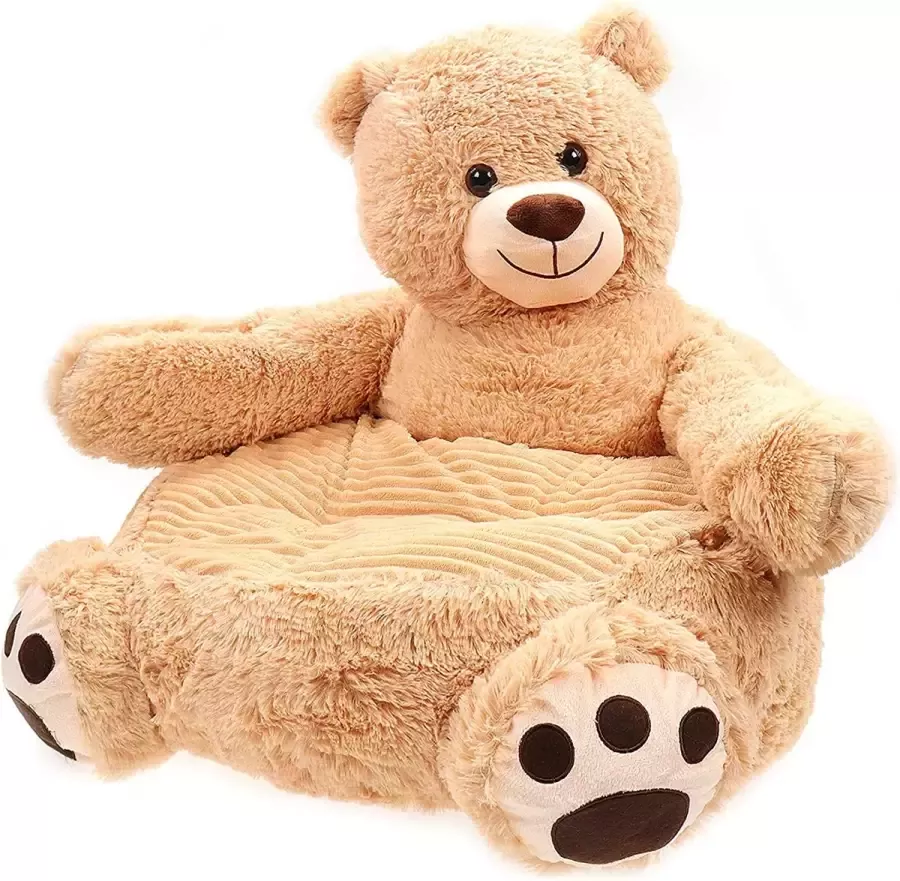 Fauteuil stoel bank zitzak voor kinderen dieren hoes zacht pluche 50 x 50 x 45 cm (beer)