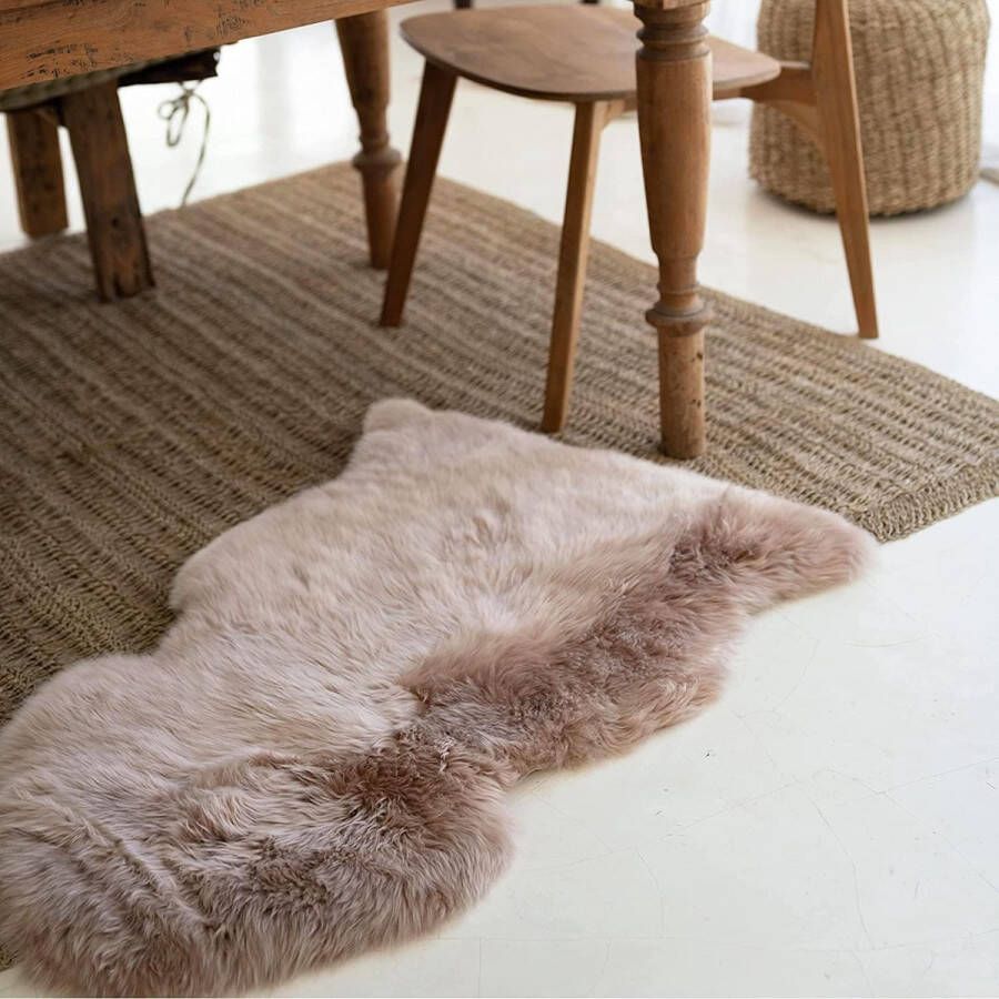 Faux lamsvacht tapijt kunstbont decoratievacht super zacht langharig imitatievacht wollen vloerkleed voor slaapkamer kinderkamer (beige 60 x 90 cm)