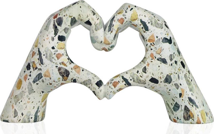 Faux marmeren handgebaar standbeeld hart en handen decoratie handsculptuur moderne kunst hart en handen gebaar woondecoratie bruiloft kantoor woonkamer salontafel eettafel middelpunt