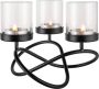 FAVEAUX IJzeren Circulaire Kaarsenhouder Glas Theelicht Kaarsenhouder Voor Eettafel Restaurant Bureau Centerpiece 3 Cups Pack van 1 Sliver Nikkel - Thumbnail 1