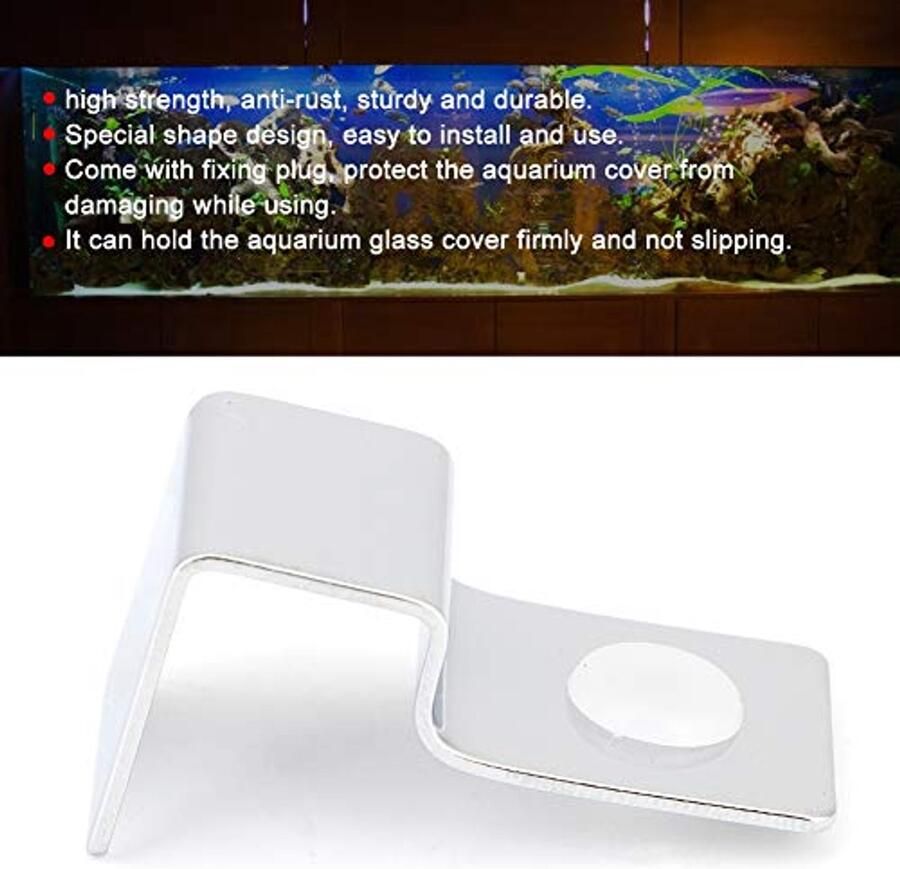 Fdit 4-delige Aquarium Cover Mount roestvrij staal Aquarium Glas Cover Clips Aquarium Deksel houder (5mm)
