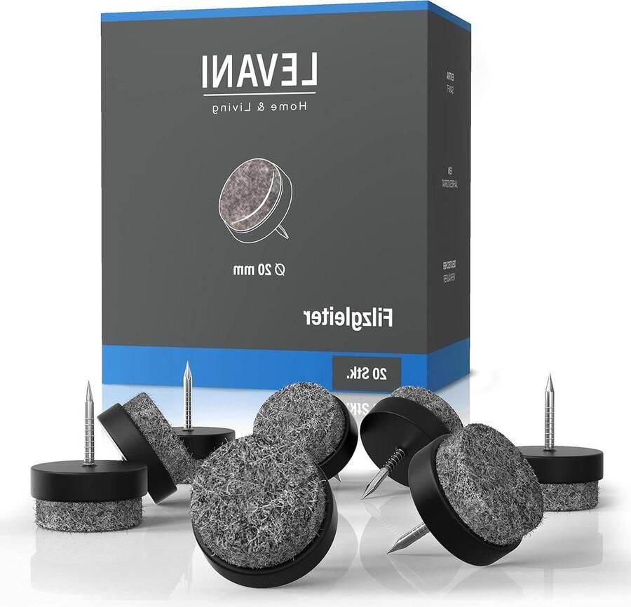 Felt Caps for Chairs (20 Pieces) Furniture Glides 20 mm Chair Felt Soft Felt Glides Self-Adhesive for Furniture Legs (Black 20mm)