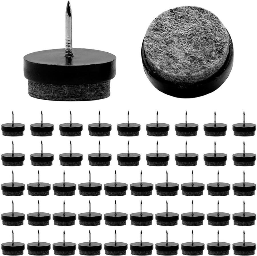 Felt Caps for Chairs Furniture Glides (Pack of 50) with Nail Diameter 22 mm Floor Protection Parquet Protector for Wood Laminate Tiles