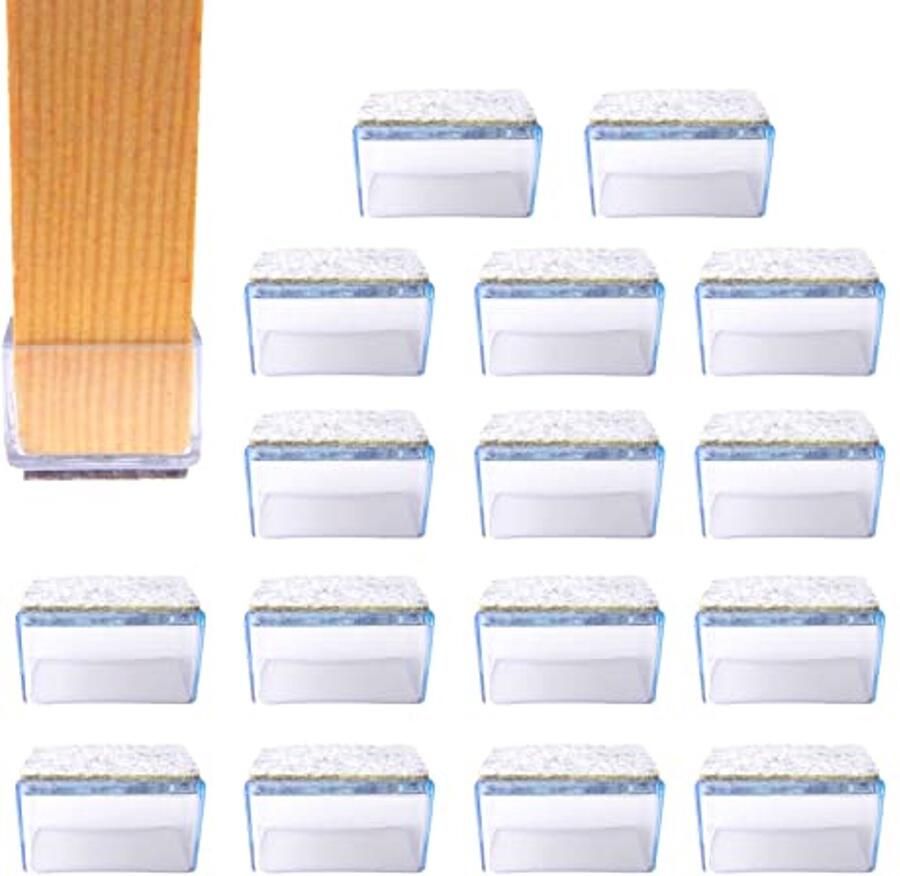 Felt Chair Leg Protective Caps 16 Pack Rectangular 20 x 30mm
