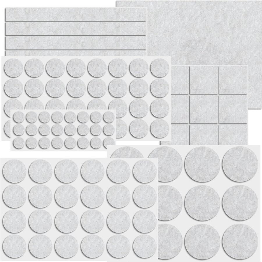 Felt gliders assortment 106 parts (square round) in white felt pads self-adhesive furniture glides for all floors