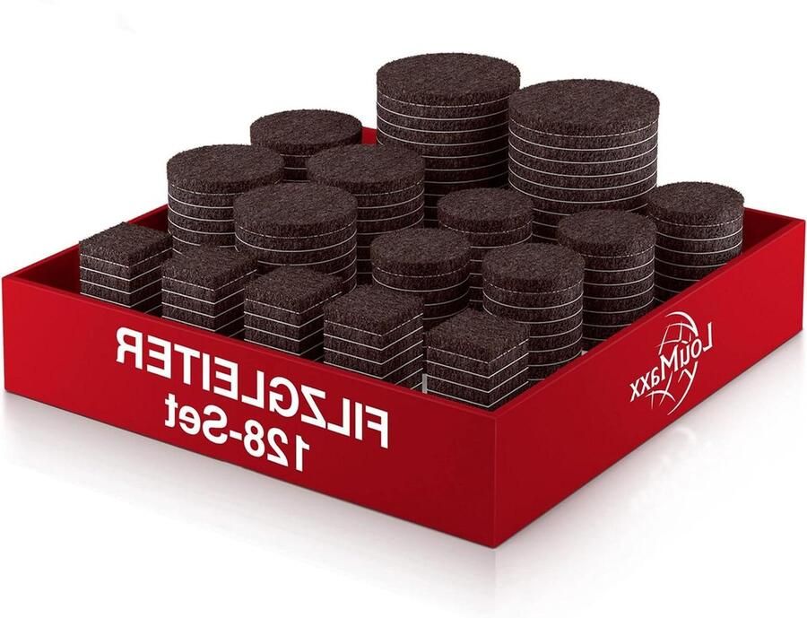 Viltglijders zelfklevend bruin set van 128 (rond en vierkant) 3 mm dikte en hoge kleefkracht Premium vloerbescherming