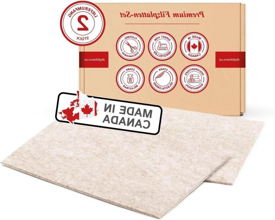 Vierkante viltglijders zelfklevend in wit lichtbruin 2 stuks 21 x 15 cm 5 mm dik op maat te snijden bescherming voor zware meubels parket of laminaat meubelpoten